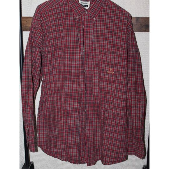 Wrangler Button Up Shirt Men XL Plaid Check Long Sleeve Casual - Picture 1 of 2
